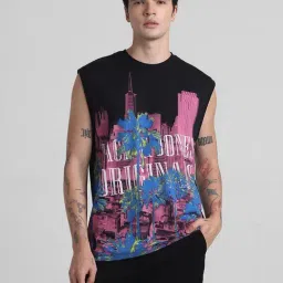 Jack & Jones Jet Black Cotton Regular Fit Printed T-Shirt-picture-21