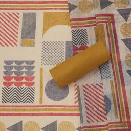 Soch Leheriya Printed Sequinned Linen Unstitched Dress Material image 5