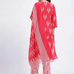 HERE&NOW Printed Cotton Kurta with Trousers & Dupatta image 3