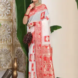 Astita Woven Design Zari Linen Blend Saree image 2