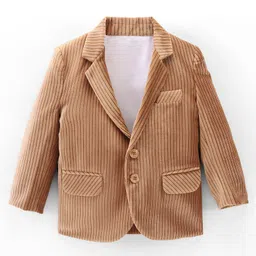 Robo Fry Velvet Full Sleeves Corduroy Blazer Striped - Fawn-picture-27