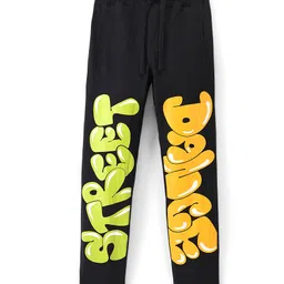 Pine Kids 100% Cotton Knit Full Length Track Pant Text Print - Black-picture-27