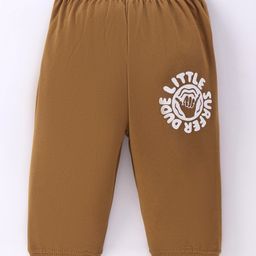 Tango Looper Knit Full Length Track Pant with Text Print - Brown-picture-5