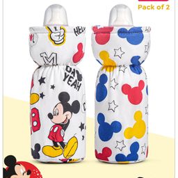 Babyhug Disney Premium Cotton Bottle Cover with Mickey Mouse Print Pack of 2 - Red And White-picture-10