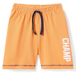 Babyhug Cotton Shorts with Text Print - Orange image 1