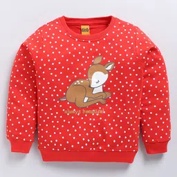 Kidcity Cotton Looper Full Sleeves Polka Dots & Baby Deer Printed Sweatshirt - Gajari-image-76