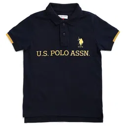U.S. Polo Assn. Kids Boys Brand Logo Applique Polo Collar Pure Cotton T-shirt image 4