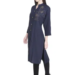 Inara Robes Geometric Printed V-Neck Straight Thread Work Kurta image 5