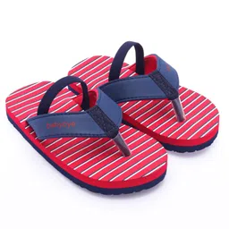 Babyoye Striped Flip Flops with Back Strap  - Red image 2