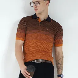 Monte Carlo Men Abstract Printed Polo Collar Cotton T-shirt image 3