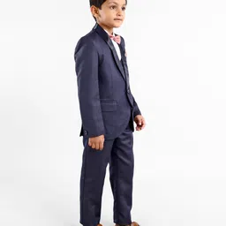 Robo Fry Full Sleeves Solid Party Suit With Bow Tie - Blue image 3