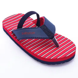Babyoye Striped Flip Flops with Back Strap  - Red image 3