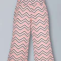 Plum Tree Pack Of 2  Chevron &  Polka Dots Printed Cotton Flared Palazzos  -  Navy And White image 4