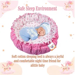 Babytoons Baby Nest for New Born Reversible Bed Sleeping Bedding Set (0-6 Months, Pink) image 3