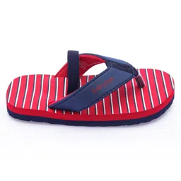 Babyoye Striped Flip Flops with Back Strap  - Red image 4