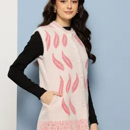 Aarika Self-Design Embellished Woollen Cardigan image 2