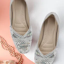 SIRDENILL Women Rhinestone Detailing Embellished Mojaris Flats-image-63