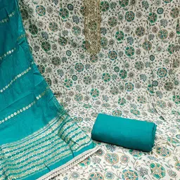 Peachmode Printed Pure Cotton Unstitched Dress Material image 3