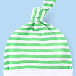 Babyhug Disney Interlock Knit Striped Caps with Knit Detailing & Donald Duck Graphics Pack of 3 - White Blue & Red image 5