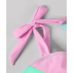 Mark & Mia Singlet Sleeves Two Piece Swimsuit with Cut & Sew Design - Pink & Light Blue image 5