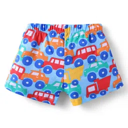 Babyhug 100% Cotton Antibacterial Above Knee Length Trunk With Stripes & Vehicle Print Pack of 3 - Red Yellow & Blue image 5