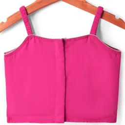 Babyhug Woven Half Sleeves Georgett Embroidered Choli Lehenga With Shrug Set - Fuschia image 4