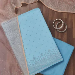 Koskii Floral Embellished Zari Unstitched Dress Material-picture-21