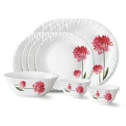 Larah by Borosil Belle Fluted White Opalware 13 Pieces Dinner Set-picture-18