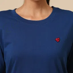 Chemistry Blue Cotton Solid Night Suit image 5