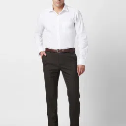 Raymond Dark Brown Slim Fit Flat Front Trousers image 5