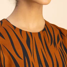 Moomaya Rust & Black Printed A Line Dress image 5