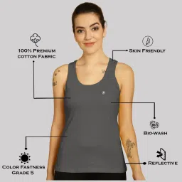 Friskers Grey Cotton Sports Tank Top image 5