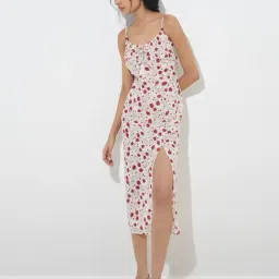 Bombay Paisley by Westside White Floral Print Cotton Empire-Line Dress-picture-29