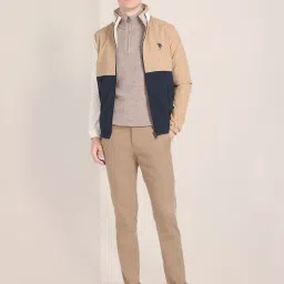 U.S. Polo Assn. Khaki Regular Fit Colour Block Jacket image 5
