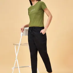 Honey by Pantaloons Jet Black Cotton Pants image 5