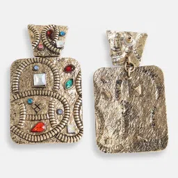 Sohi Gold Plated Designer Stone Party Drop Earrings image 5