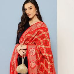 Aarika Red Wool Woven Design Shawl-picture-6