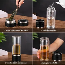 Myntra Elegant Homes Transparent Single Glass Solid Double Wall Vacuum Water Bottle image 2