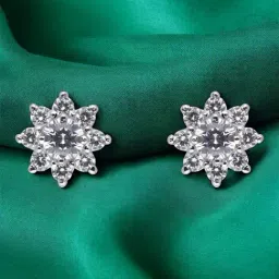 crash.club by CKC 925 Sterling Silver Luminous Bloom: Round-Cut White Gemstone Floral Stud Earrings-picture-32