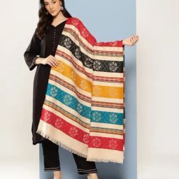 Aarika Red-Black Wool Woven Design Shawl-picture-7