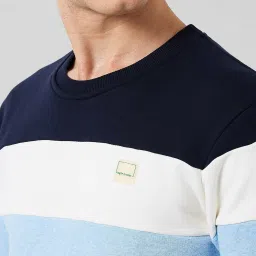 ColorPlus Blue Regular Fit Colour Block Sweatshirt image 5