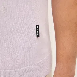 The Bear House Purple Cotton Regular Fit Self Design Polo T-Shirt image 5