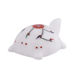 Aapno Rajasthan White & Red Marble Tortoise Inlaid With Stone image 5