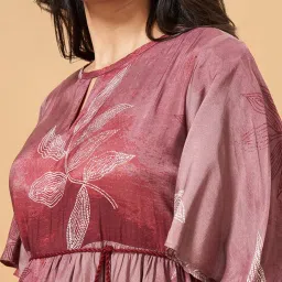 Marigold Lane Purple Floral Print A-Line Dress image 5