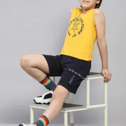 Monte Carlo Kids Mustard & Blue Printed Regular Fit T-Shirt - Pack of 2 image 5