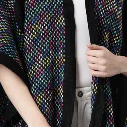 showoffff SHOWOFF Black Striped Poncho image 5