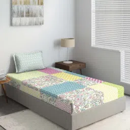 DDECOR - Patchwork 100% Cotton Single Bedsheet with 1 Pillow Covers, Pink-image-50