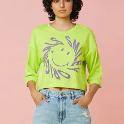 Only Lime Green Cotton Printed Top-picture-22
