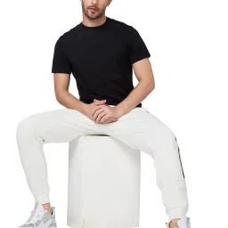 Spykar White Slim Fit Striped Joggers image 5