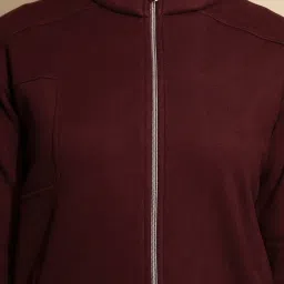 Global Republic Maroon Fleece Front-Open Sweatshirt image 5